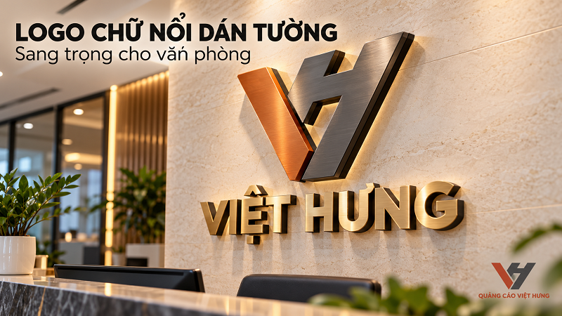 Cận Cảnh Bộ Logo Chữ Nổi Dán Tường Cực Sang Cho Văn Phòng | Q.C Việt Hưng